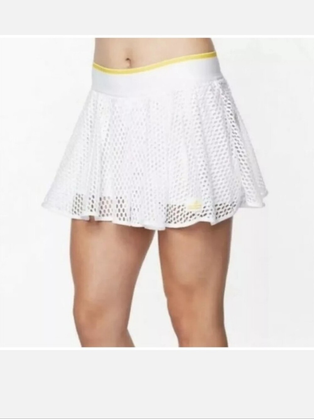 Stella McCartney X Adidas White Mesh Skater Skirt with Yellow Trim Size 8  EU 40